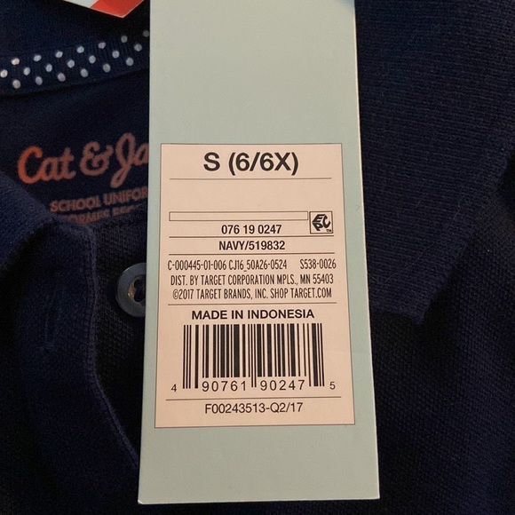 NWT Cat & Jack School Uniform Tops Set of 2 Navy Blue S 6/6X - Picture 9 of 9